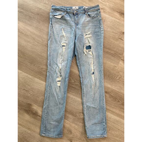 Black Daisy Kate Women's Distressed Ripped Straight Leg Jeans Blue Size 13 - Picture 4 of 9